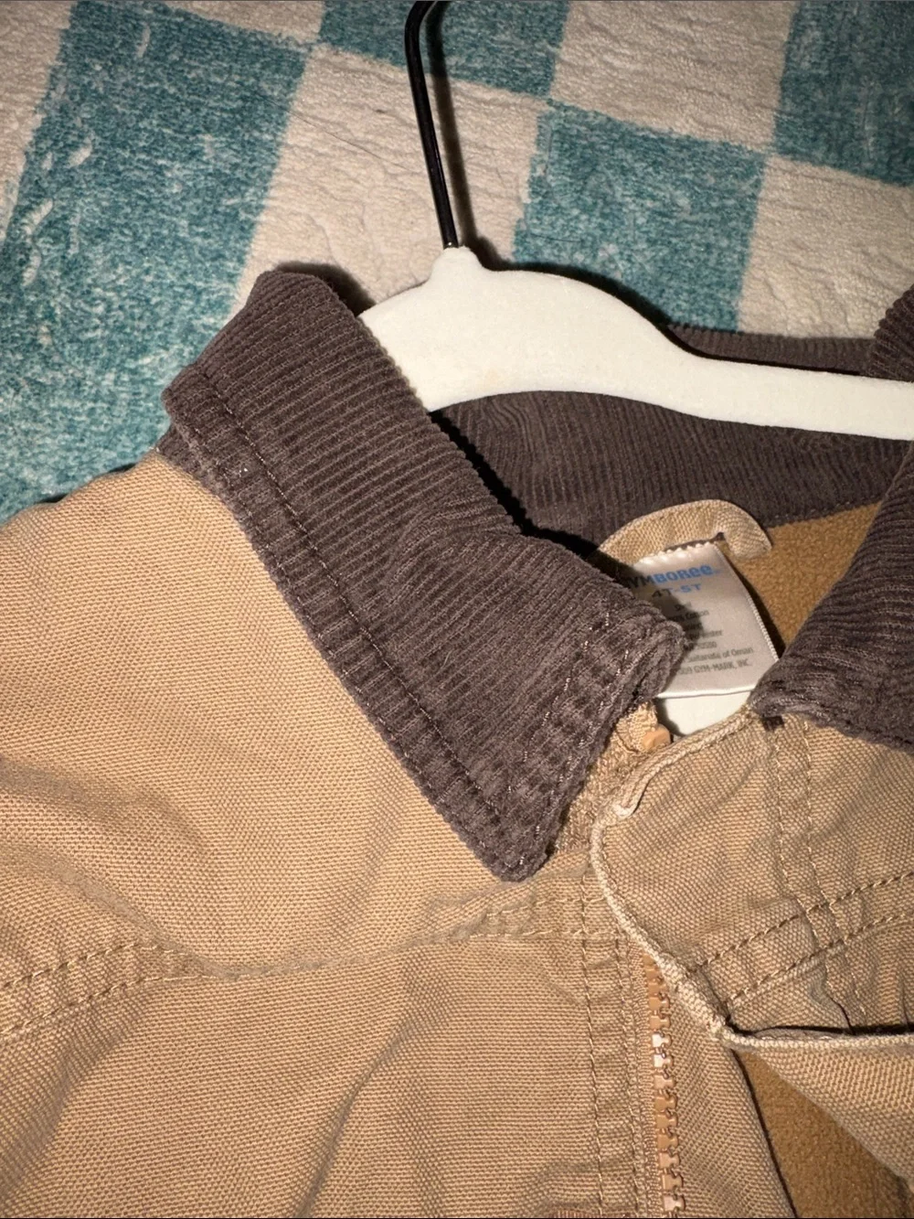 Kids' Tan canvas barn Jacket with Brown Corduroy Collar Gymboree